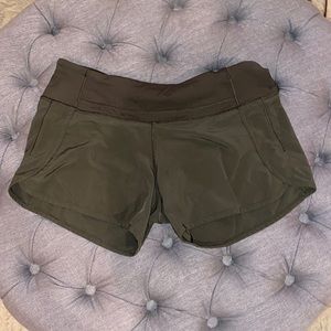 4 inch army green lululemon shorts